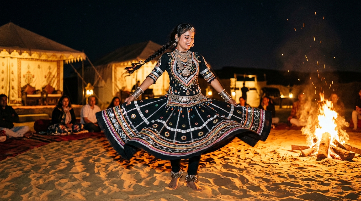 Rajasthani Kalbelia Folk Dance around Bonfire